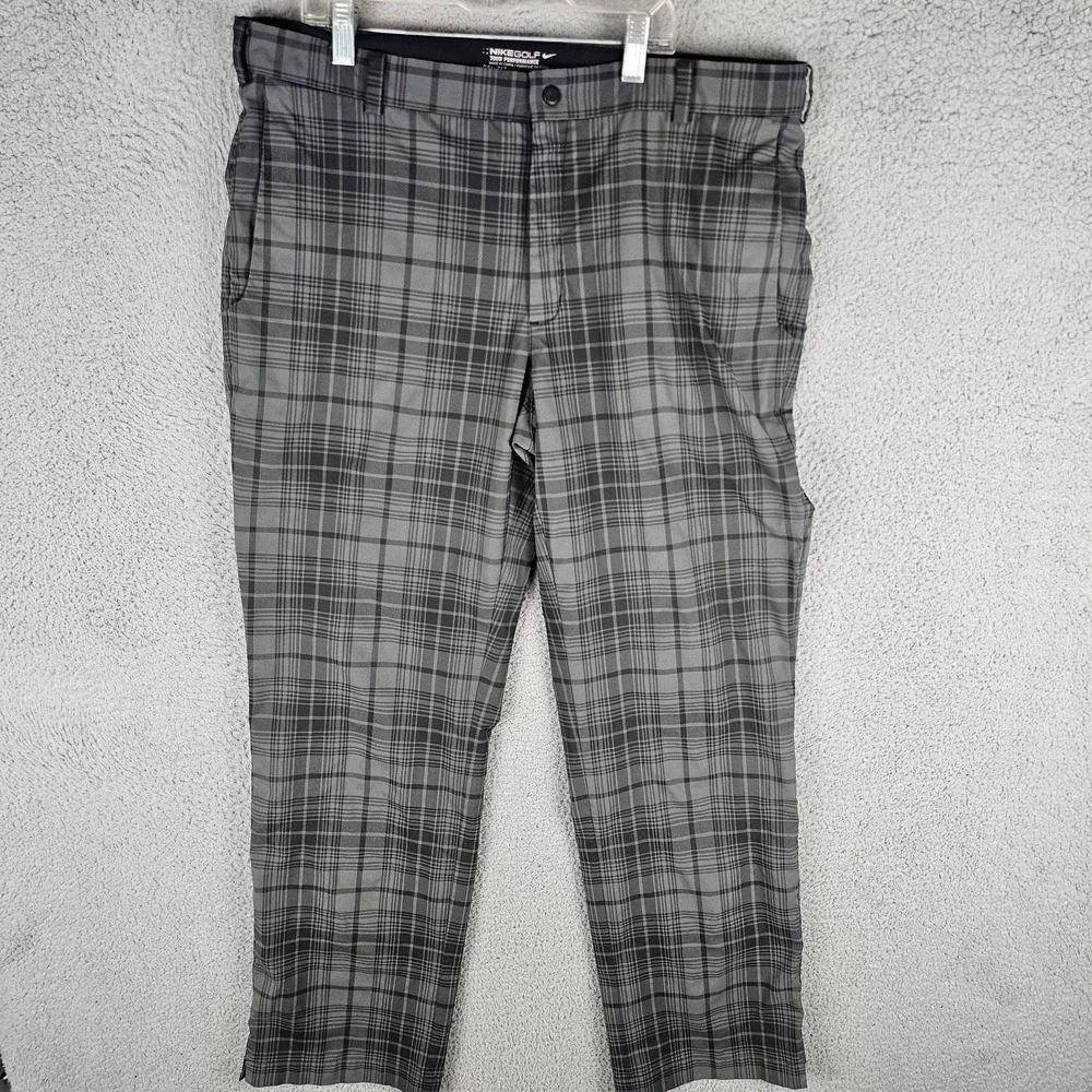 Nike Golf Pants Men 36x32 Plaid Dri-Fit Tour Performance Straight Leg 509741-010